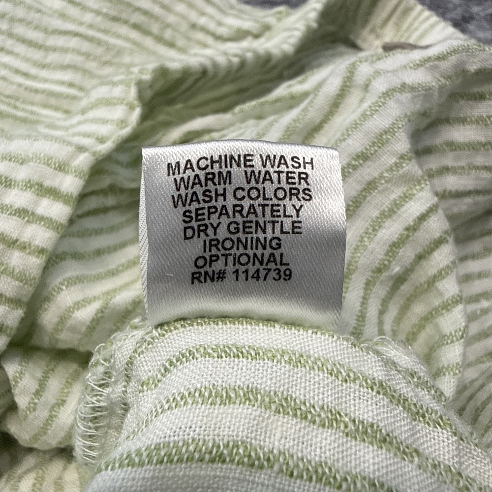 Flax linen shorts women's S 6-10 green stripe Bermuda pockets lagenlook NWOT - Picture 9 of 11